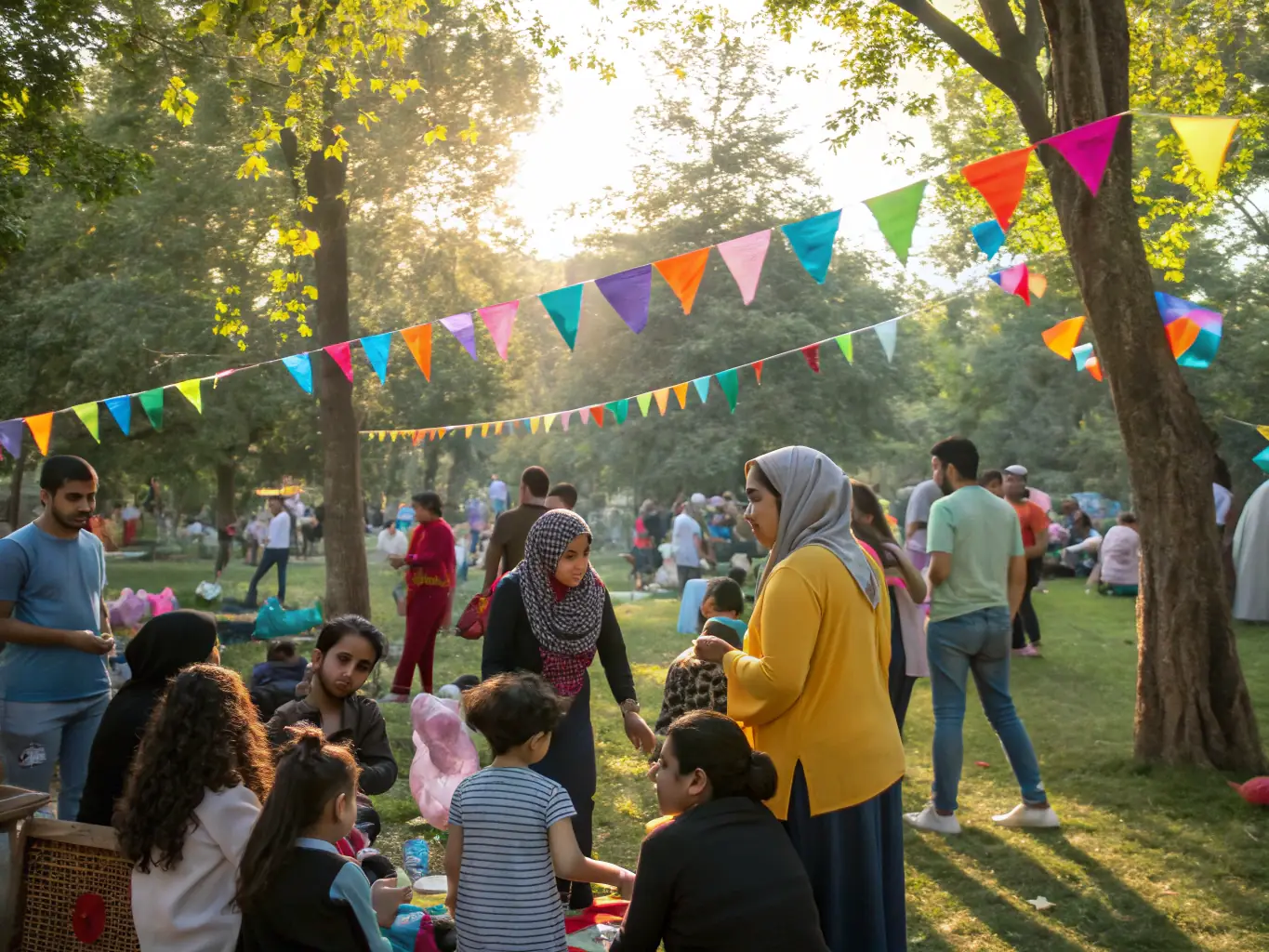 A heartwarming image of a community gathering, with people of all ages enjoying a local event supported by TCHOCK' EVENTS SONORISATION's sound services.