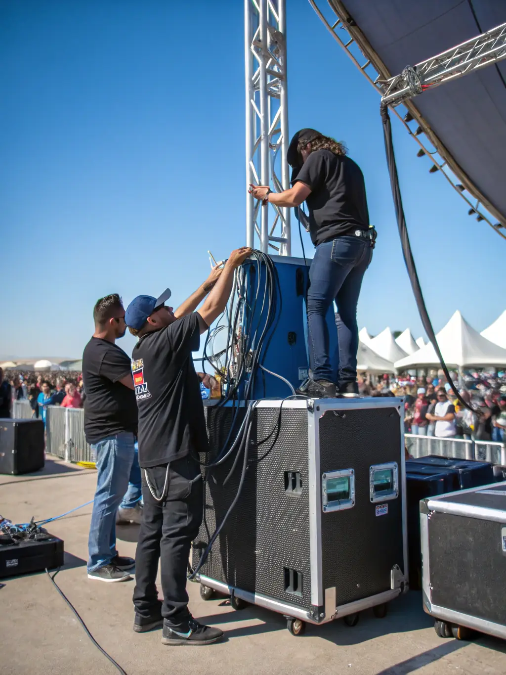 An image of a community event, with TCHOCK' EVENTS SONORISATION's equipment facilitating clear communication and entertainment for attendees.