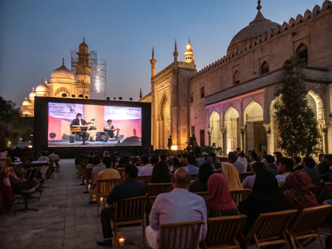 A diverse audience enjoying a cultural event with clear and balanced sound, emphasizing TCHOCK' EVENTS SONORISATION's contribution to cultural accessibility.