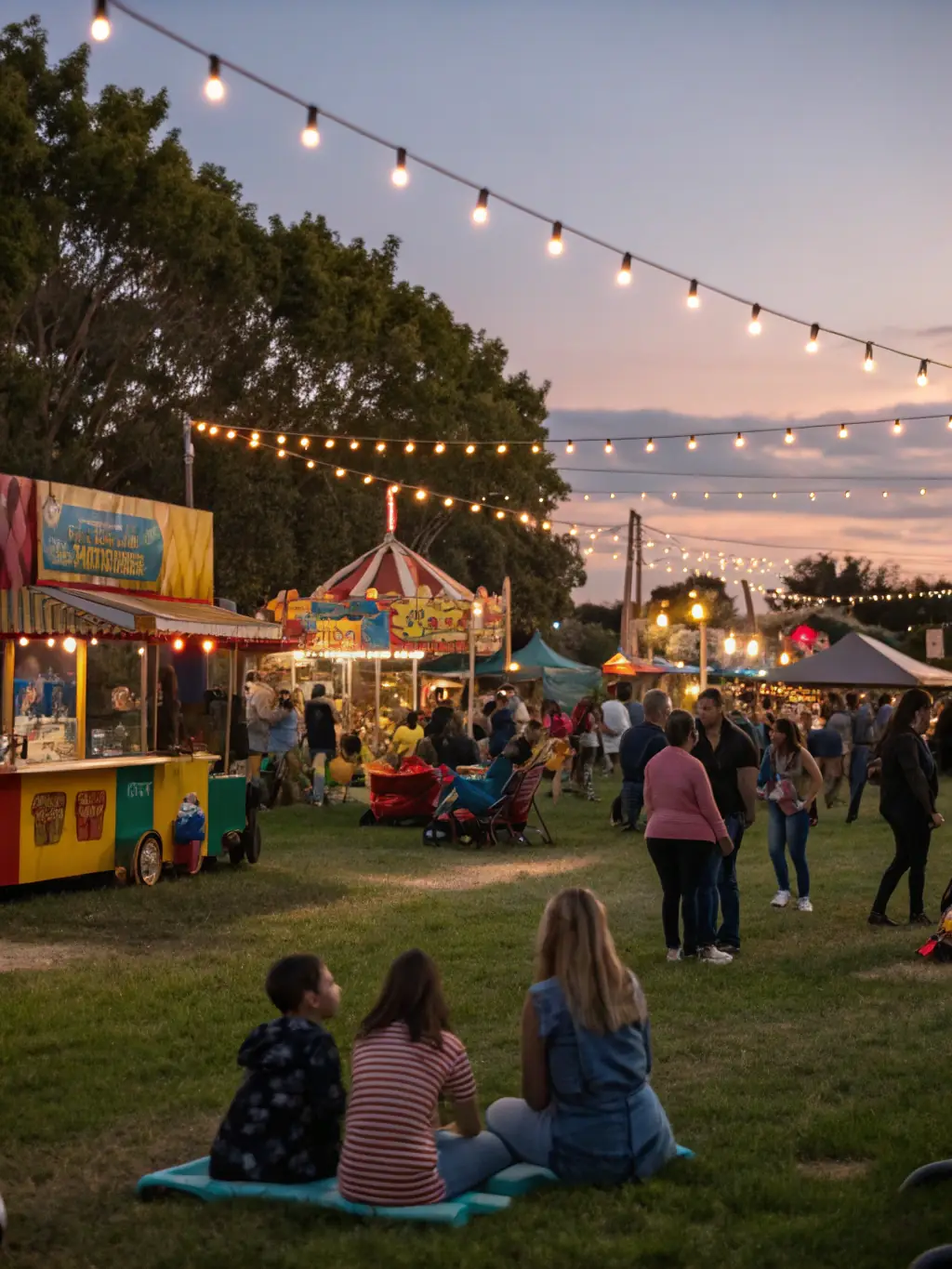 A wide shot of a successful community event, with clear sound projection reaching all attendees, emphasizing the enhancement of audience engagement and event atmosphere.