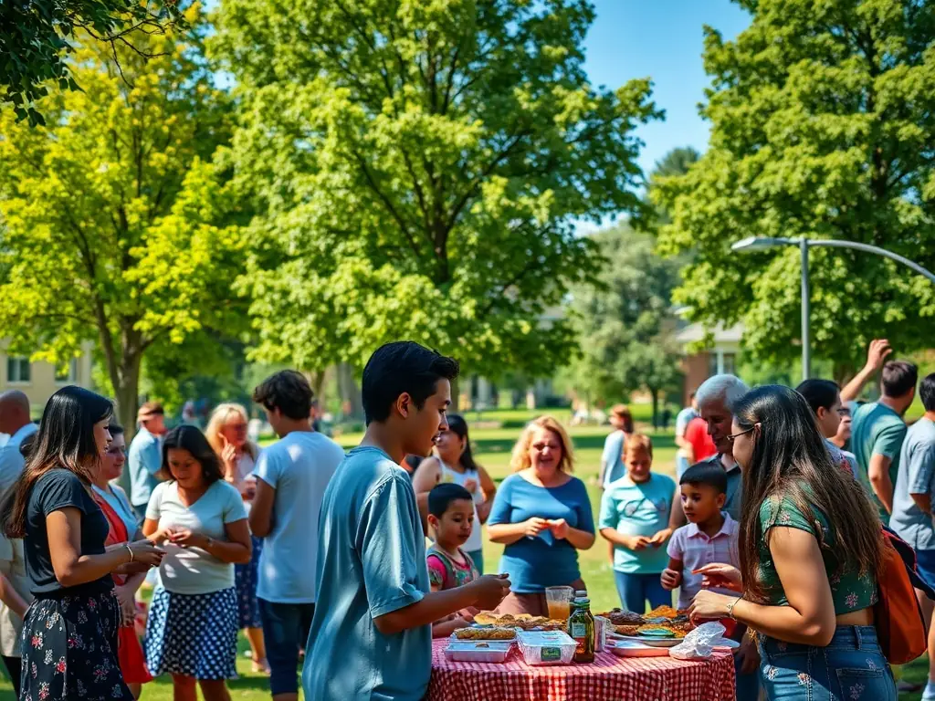 A group of people enjoying a community event, emphasizing the social connections fostered by TCHOCK' EVENTS SONORISATION's initiatives.