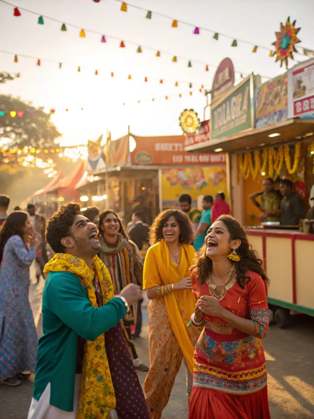 A diverse group of people enjoying a cultural event, with subtle background focus on the sound equipment, highlighting the inclusive and community-focused atmosphere.